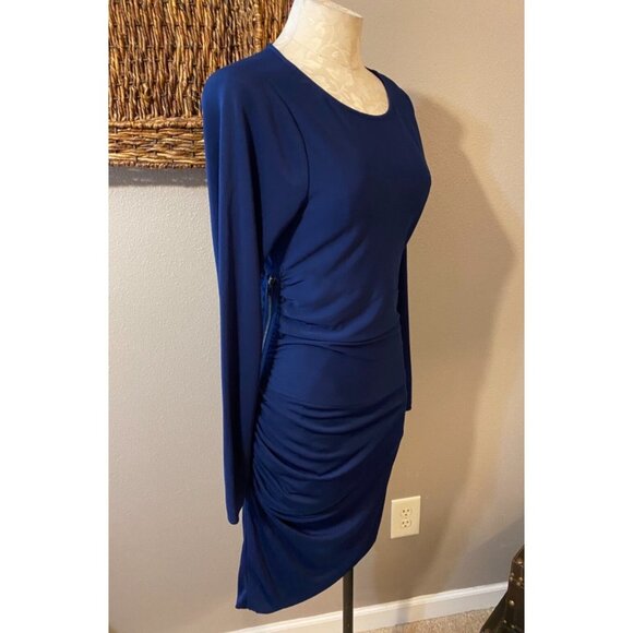 DKNYC DKNY Dress Blue M Medium 6 8 10 Long Sleeve Stretch Sheath Washable - Picture 3 of 6